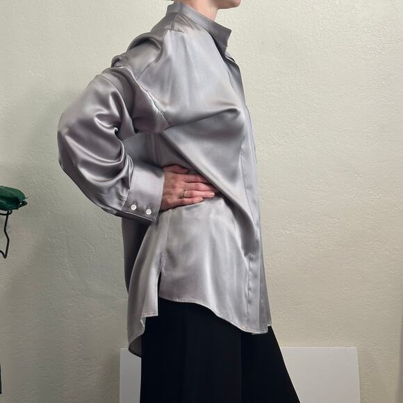 Haider Ackermann Silver Silk Charmeuse Oversized Top size FR 34 - Picture 13 of 15